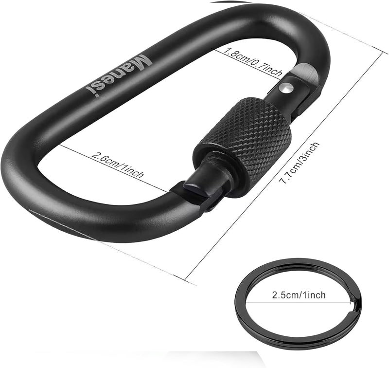 Manesi 10 Pack Aluminum D Ring Key Rings Clips Locking Carabiner for Camping Fishing and Outdoor Use，Clips with Screw Gate Multicolored - Image 2